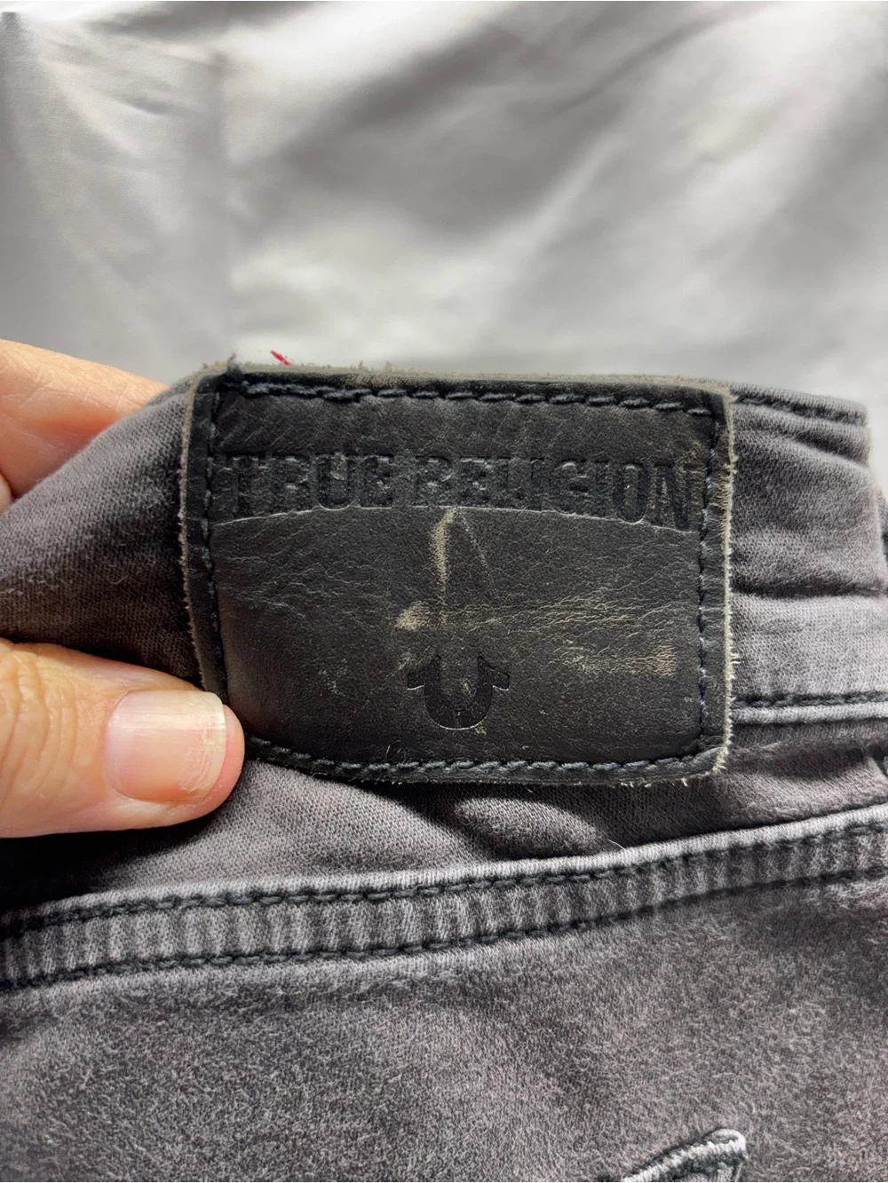 True Religion Biker Jeans Mens Size 32 Charcoal Black Rocco Moto Relaxed Skinny